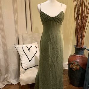 Moss/Forest Green 90s Vintage Halston Dress w scarf for Fall wedding